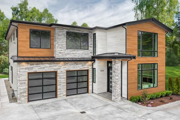 UFP-Edge Thermally Modified Wood Cladding Natural Glacier home garage