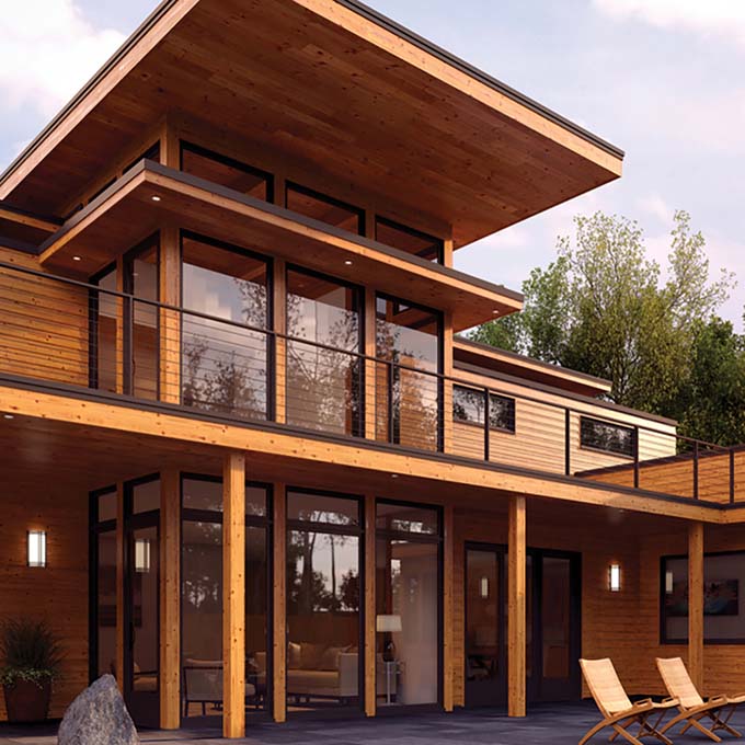 Modern home with stained UFP-Edge natural siding pattern boards