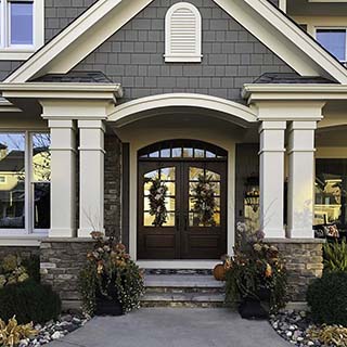 Modern house front porch with UFP-Edge True Finger-Jointed Trim and Fascia