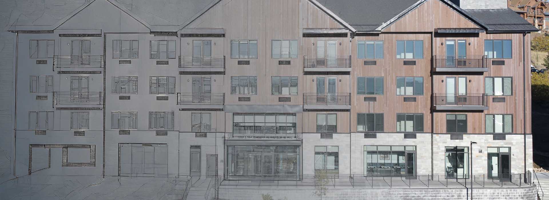 multifamily build showcased in architectural schematics