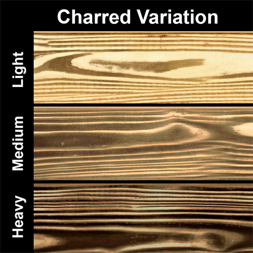 UFP-Edge charred wood charring variations.