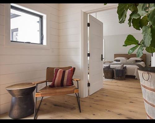 UFP-Edge farmhouse white timeless nickel gap shiplap 1x8 shiplap cladding in hallway