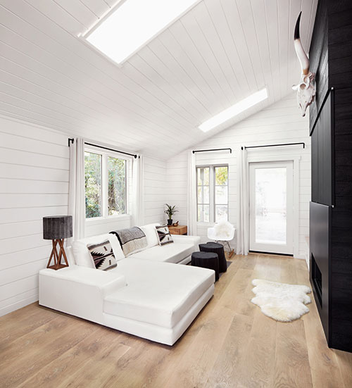 UFP-Edge farmhouse white timeless nickel gap shiplap sunroom 