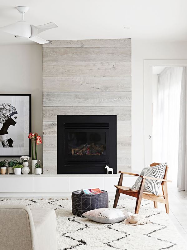 Rustic shiplap fireplace 