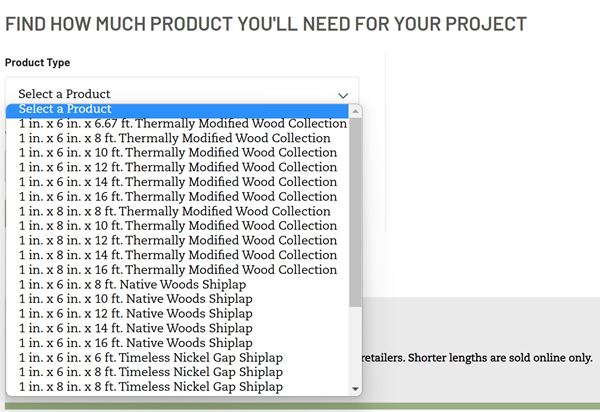 Coverage Calculator - Product Selection