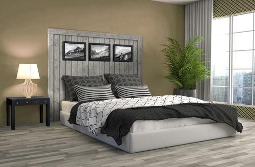 Rustic Wood Gray Headboard in Bedroom 