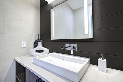 Timeless nickel gap in Midnight Black in bathroom 