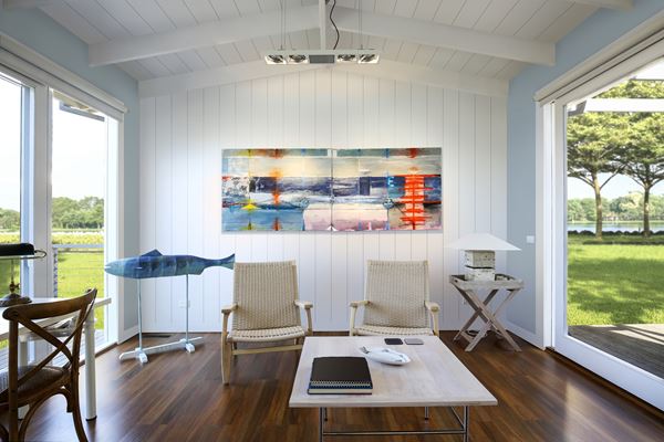 Timeless Nickel Gap Shiplap in Farmhouse White in Living Room 