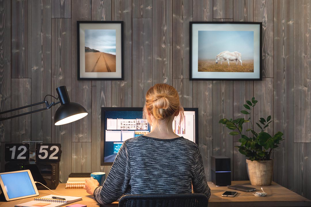 Charred Wood Ash Gray Vertical Shiplap Home Office