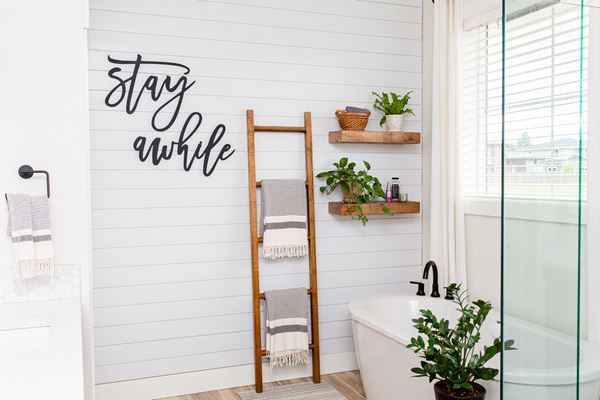 Flowering Farmhouse UFP-Edge shiplap bathroom makeover with Timeless Farmhouse White shiplap