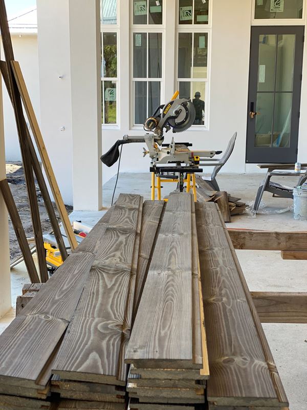 Charred Wood Ash Gray shiplap ready to be cut 