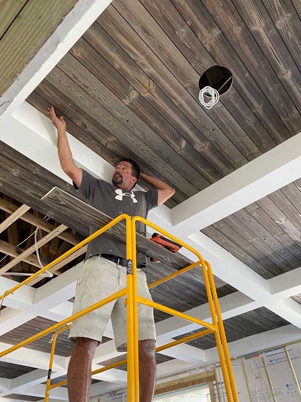 shiplap ceiling install