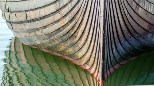 original shiplap on the hull of a ship