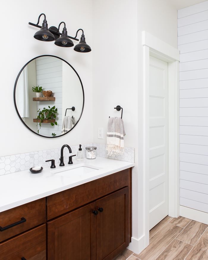 Bathroom Shiplap Wall Floating Shelves