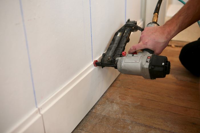 How to affix shiplap with nail gun