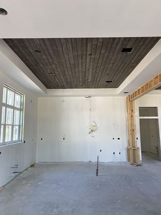 UFP-Edge Charred Ash Gray shiplap kitchen ceiling