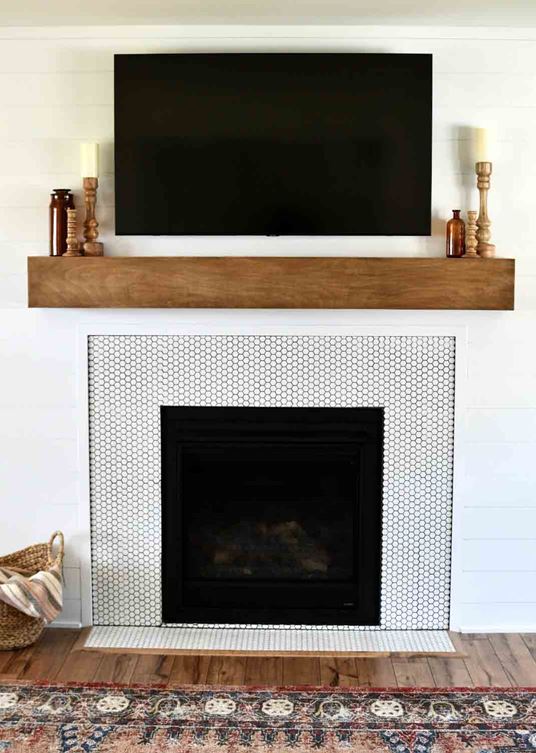 Timeless Farmhouse White Shiplap Fireplace Surround