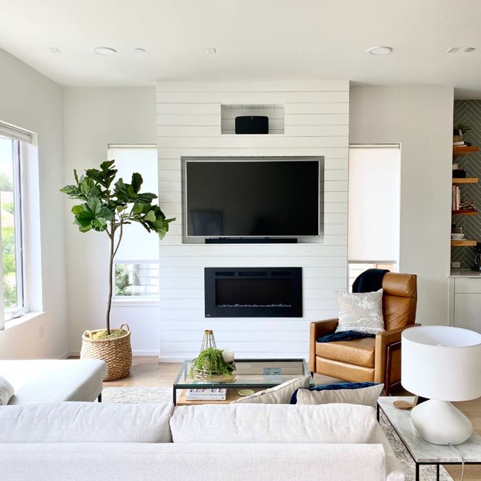 Shiplap TV built in Timeless Farmhouse White