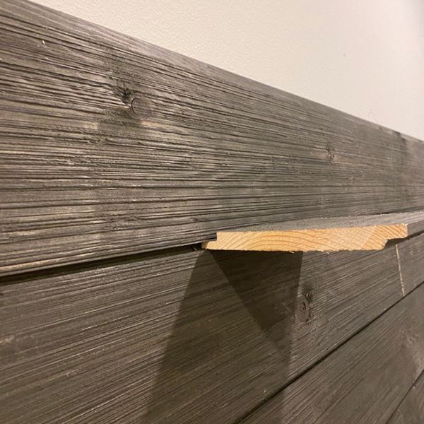 Extra spacing for Rustic Collection Charcoal shiplap wall 
