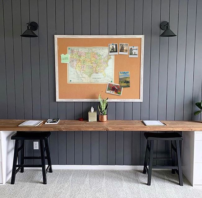 Homework station and office space with painted primed Timeless shiplap