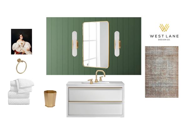 Green shiplap bathroom mood board