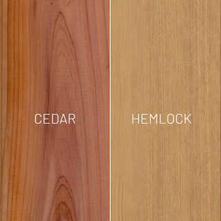 Comparison between cedar and VG Hemlock wood species