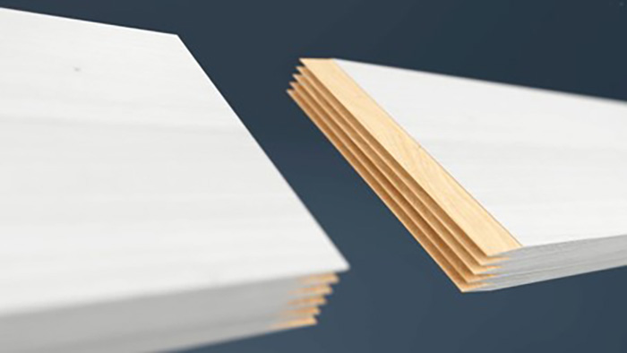 Graphic of finger-jointed primed wood trim board