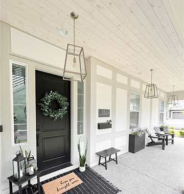 Beautiful Native Woods shiplap covered front porch
