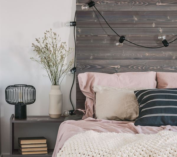 Charred Wood Ash Gray Shiplap Headboard