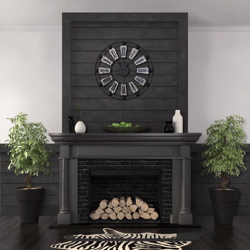 Rustic Charcoal Shiplap Barnwood Fireplace