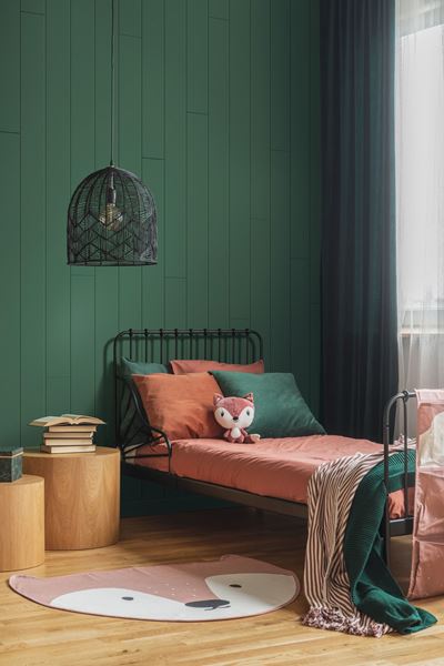 Timeless primed green kid's room