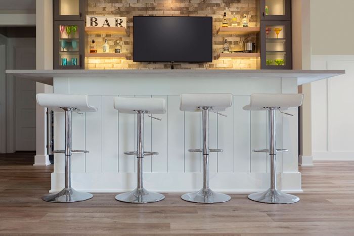 Timeless Farmhouse White Shiplap Bar Island 