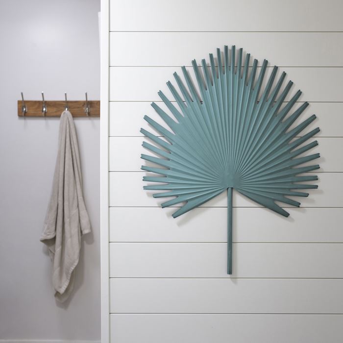 Timeless Gallery Farmhouse White Shiplap Teal Fan in Bathroom