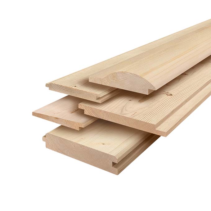 Assorted stack of UFP-Edge natural siding boards 