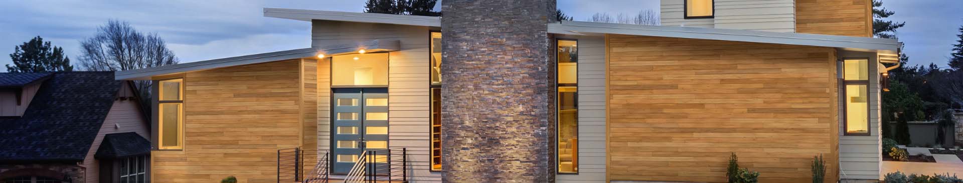 Modern home with UFP-Edge thermally modified wood VG Hemlock siding