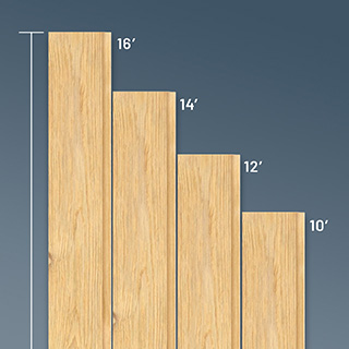 Graphic demonstrating random lengths available for UFP-Edge Thermally Modified Wood Collection