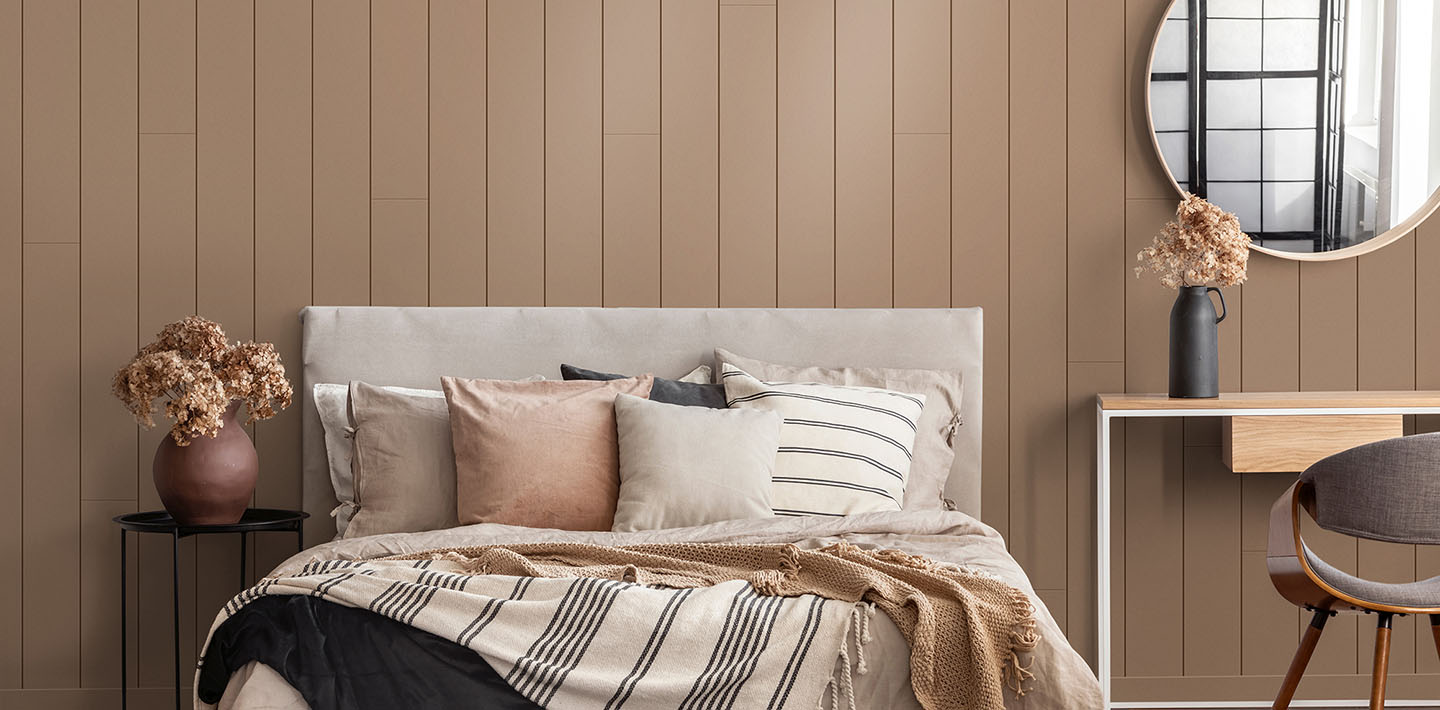 Edge Timeless shiplap bedroom painted color of the year Sierra
