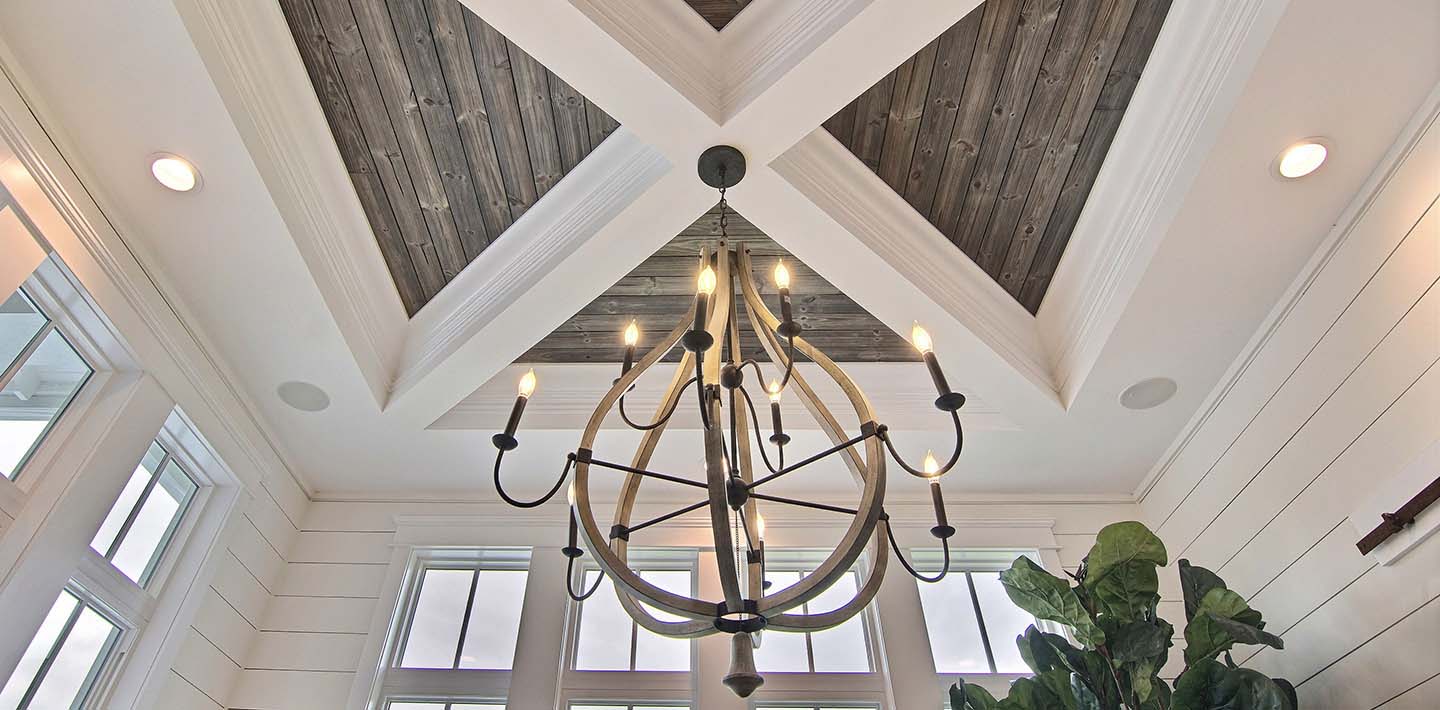 Morning Room Ceiling Charred Wood Shiplap Inlay Installed Without Drywall