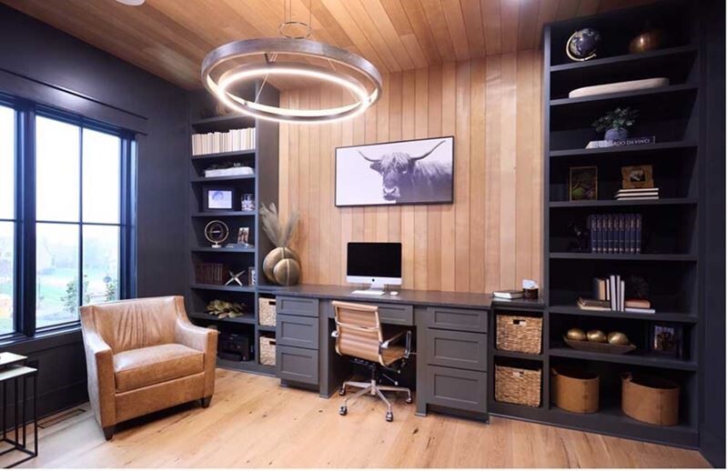 Knoxville Dream House Home Office VG Hemlock wood with dark walls and cabinetry yak painting, Picture