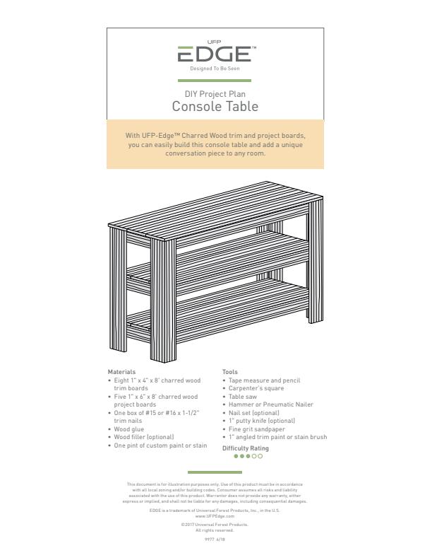 ufpEDGE_Charred Wood_Project Plan_ConsoleTable_WEB