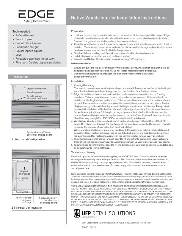 ufpEDGE_NativeWoods_Install Instructions