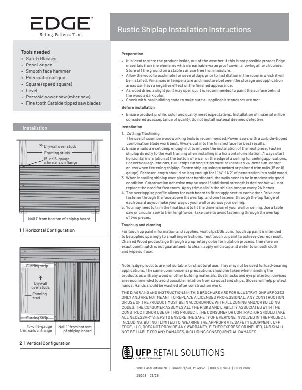 EDGE_Rustic Collection_Install Instructions