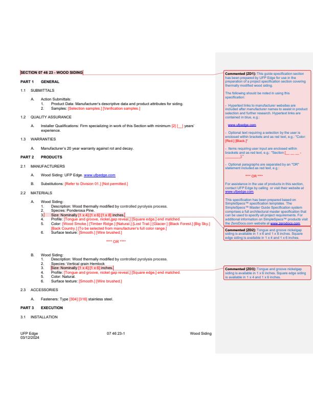 Edge_Wood Siding 3-Part Specification